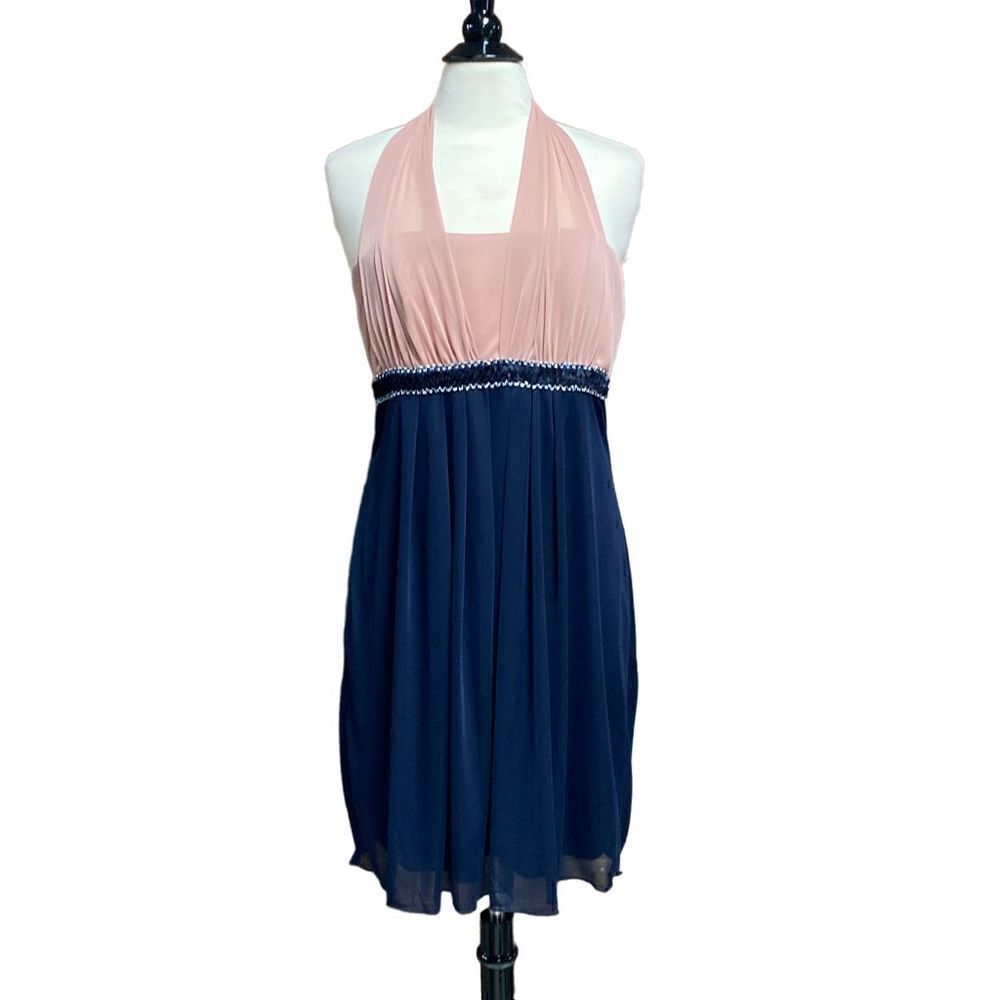 Enfocus Studio Navy Halter Dress Size 14 NWT